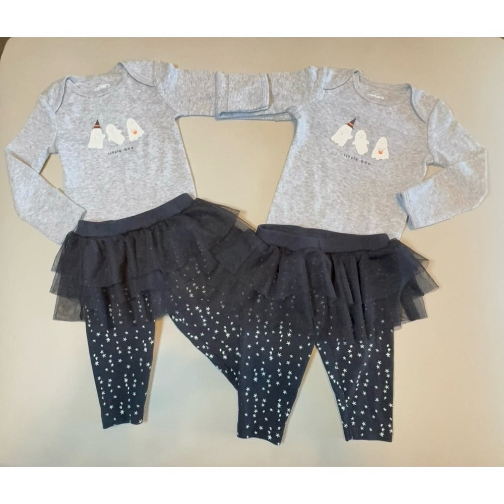 Twin Baby girl size 3 months Carter's pumpkin Halloween outfits.